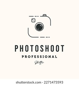 camera pixel lens photography vintage line art logo vector minimalist illustration design, front angle camera symbol design