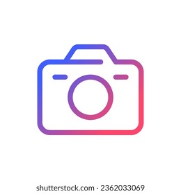 Camera pixel perfect gradient linear ui icon. Digital and analogue. Instrument for making pictures. Line color user interface symbol. Modern style pictogram. Vector isolated outline illustration