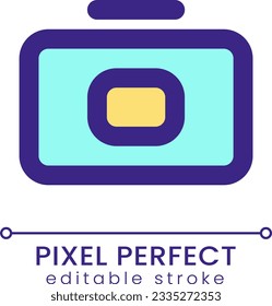 Camera pixel perfect RGB color ui icon. Making photo. Technology. Messenger. Simple filled line element. GUI, UX design for mobile app. Vector isolated pictogram. Editable stroke. Poppins font used