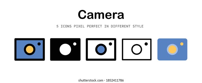 Camera pixel-perfect icon for design work such as website, application, infographic, book, magazine, presentation, poster, screen printing.