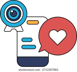 A camera is placed on top of a phone, with a heart symbol next to it. The camera is focused on the heart, suggesting that it is capturing a special moment or a heartfelt message