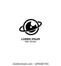 Camera Planet logo vector icon illustration