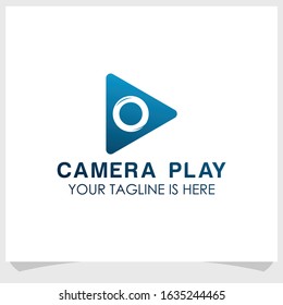 camera play icon logo template design vector, multimedia logo design vector
