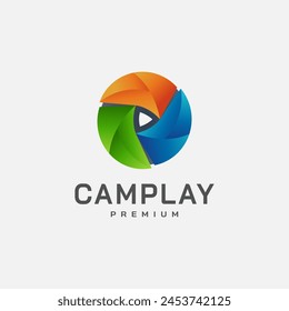 Camera play vector illustration 3D camera photography logo design
