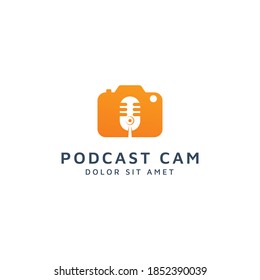 camera and podcast negative space logo design