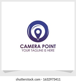 camera point icon logo design template, map photography logo template design vector