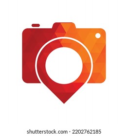 Ilustración de diseño del logotipo vectorial de punto de cámara. El logotipo de Photo Spot diseña el concepto de ilustración vectorial, diseños de logotipo fotográfico