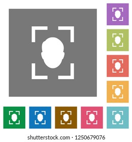 Camera portrait mode flat icons on simple color square backgrounds