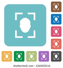 Camera portrait mode white flat icons on color rounded square backgrounds
