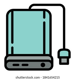 Camera power bank icon. Outline camera power bank vector icon for web design isolated on white background