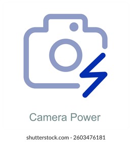 Camera Power and photography icon concept