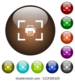 Camera print image white icons on round color glass buttons
