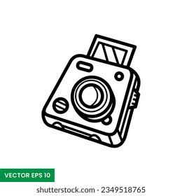 Camera print line art icon design vector