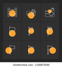 camera  projector  flags  hearts  camera  favourite  flag  icon vector design  flat  collection style creative  icons  waving flag   stand flag