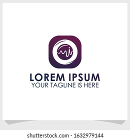 camera and pulse icon logo design template, medical logo template design vector