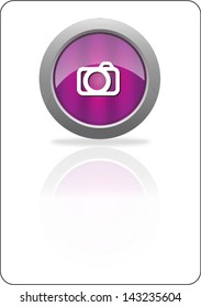 camera purple circle web icon with shadow on white background