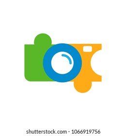 Camera Puzzle Logo Icon Design