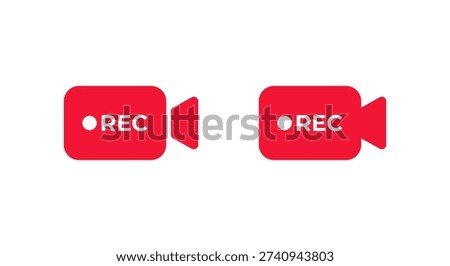 Camera rec icon. Video recording symbol. Live record sign