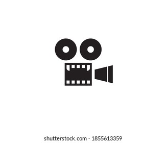 camera recorder with big eyes as reel showing horror movie logo