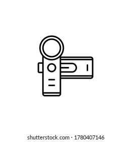 Schwarzes Zeilensymbol des Kamerakorders. Einfach und minimalistisch. Thin und Outline Style. Kann für Web, Apps oder Logo verwendet werden. Vektorgrafik. Home Electronic Icon.