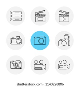 Camera   recorder  capture  click  photography  photograph  image  tv  video  microphone  speaker  icon vector design  flat  collection style creative  icons