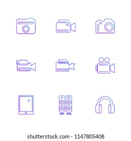 Camera   recorder  capture  click  photography  photograph  image  tv  video  microphone  speaker  icon vector design  flat  collection style creative  icons