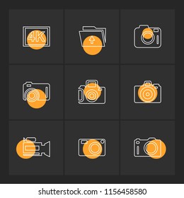 Camera   recorder  capture  click  photography  photograph  image  tv  video  microphone  speaker  icon vector design  flat  collection style creative  icons