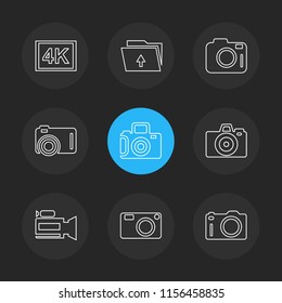 Camera   recorder  capture  click  photography  photograph  image  tv  video  microphone  speaker  icon vector design  flat  collection style creative  icons