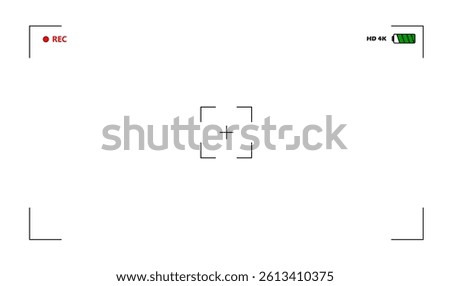 Camera Recorder Viewfinder Vector, Camera Record Screen View Illustration, focus, camera lens, record icon vector
