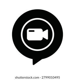 Camera recording symbol inside a speech bubble icon with recording, communicatio
