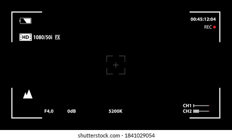 

Camera Recording Viewfinder Black Screen. Camera viewfinder