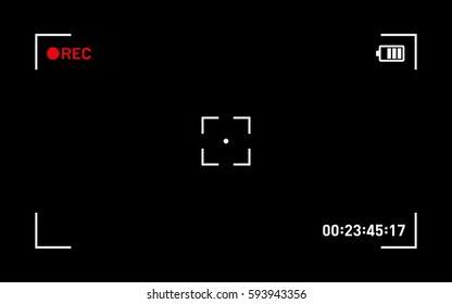 Camera Recording Viewfinder Black Screen. Vector