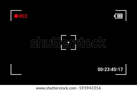 Camera Recording Viewfinder Black Screen. Vector