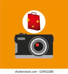 camera red bag gift star design vector illustration eps 10