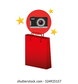 camera red bag gift star design vector illustration eps 10