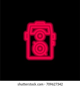 Camera red glowing neon ui ux icon. Glowing sign logo vector