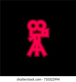 Camera red glowing neon ui ux icon. Glowing sign logo vector