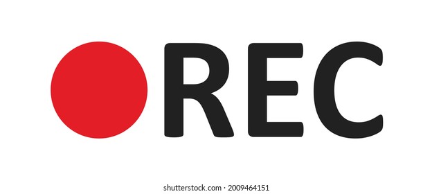 Camera red rec icon. Record video isolated concept in vector flat style.