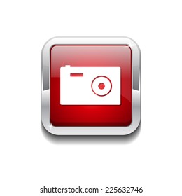 Camera Red Vector Icon Button