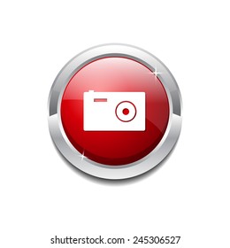 Camera Red Vector Icon Button