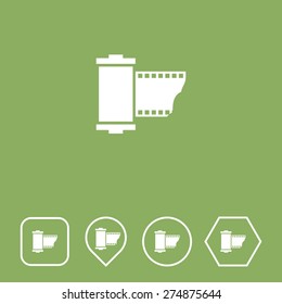 Camera Reel Icon on Flat UI Colors with Different Shapes. Eps-10.