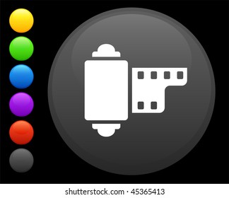 camera reel icon on round internet button original vector illustration 6 color versions included