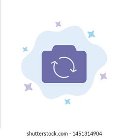 Camera, Refresh, Basic, Ui Blue Icon on Abstract Cloud Background