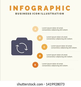 Camera, Refresh, Basic, Ui Solid Icon Infographics 5 Steps Presentation Background