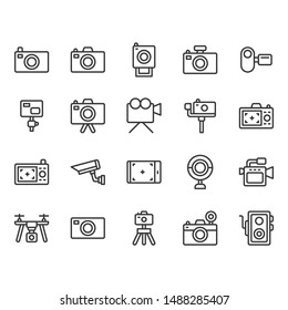 Camera related icon set. Vector illustration