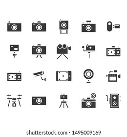 Camera related icon set. Vector illustration