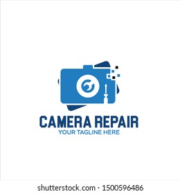 Camera repair creative and minimalist logo template Set, vector