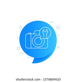camera repair icon, linear design