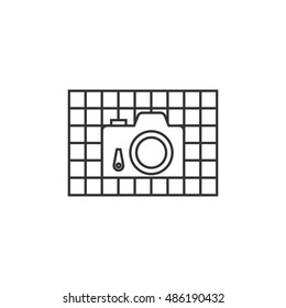 Camera repair icon in thin outline style. Technology service maintenance