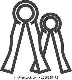 Camera repair tool icon in thick outline style. Black and white monochrome vector illustration.